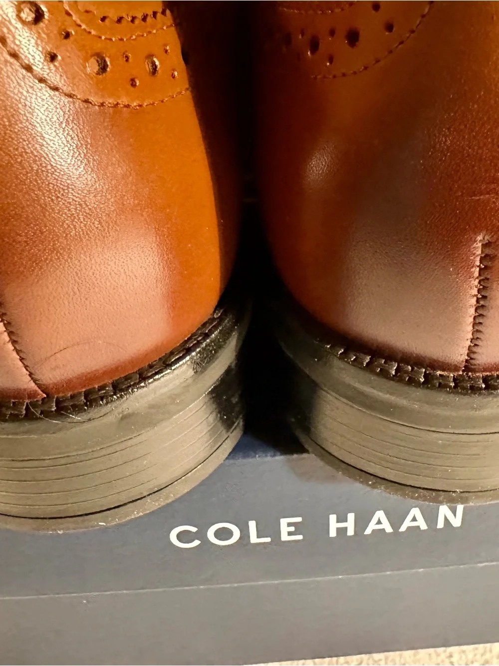 Cole Haan Men’s Brown Leather Wingtip Oxford with Navy Lining